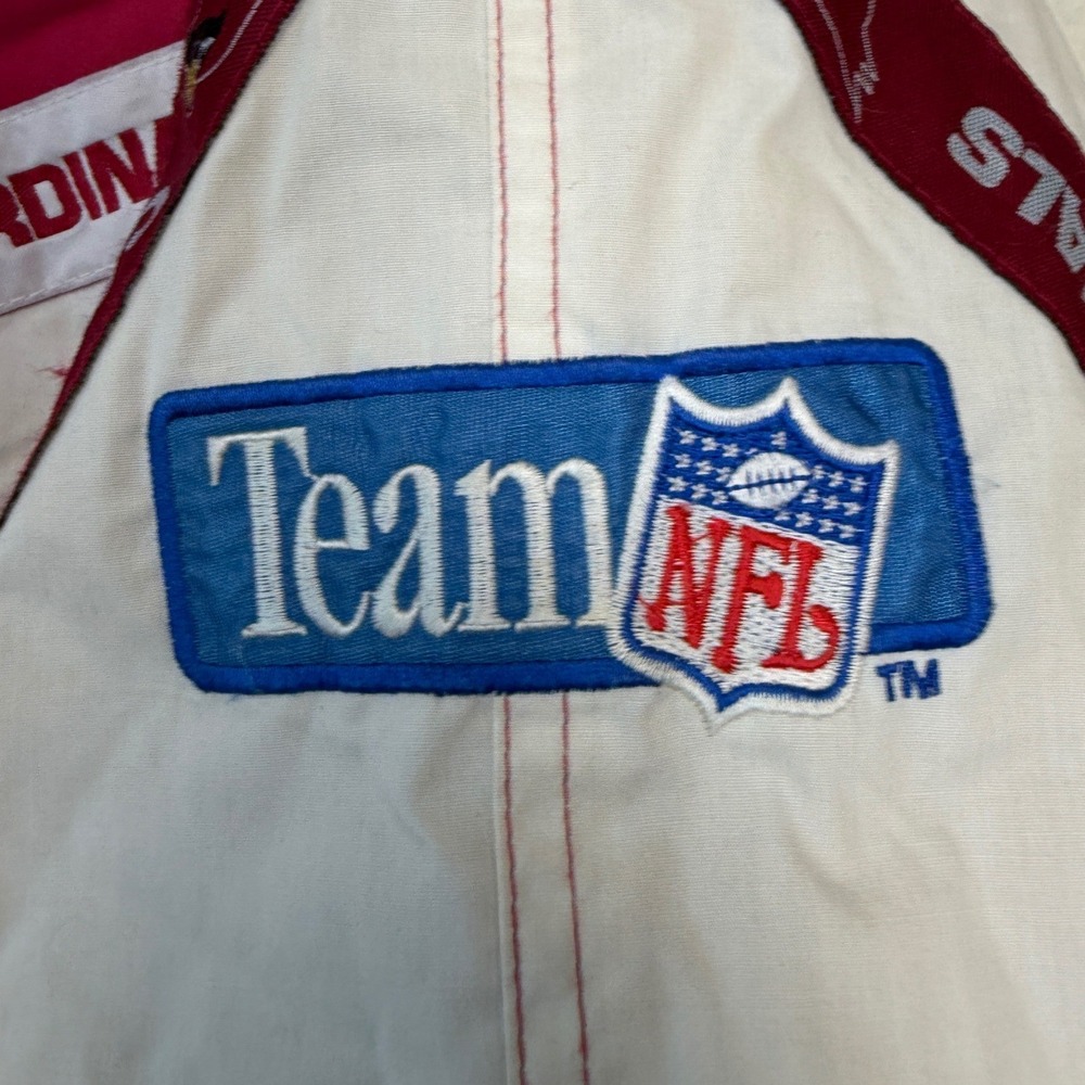 Vintage Pro Player Arizona Cardinals NFL Puffer Jacket Red White XXL Full Zip - Picture 9 of 9